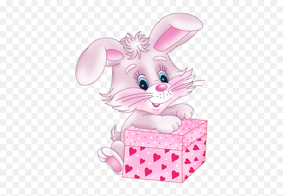 Rabbit With Gift Package Png - Valentines Day Clipart Bunny Emoji,Rabbit With Hearts Emojis