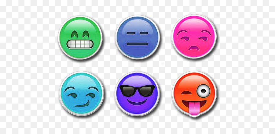 Six Colorful Emojis - Circle Transparent Cartoon Jingfm Colored Emojis Clipart,Barfing Emoticons