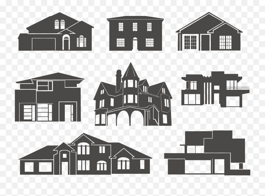 House Silhouette Building Clip Art - Vector House Png Vector House Silhouette Png Emoji,Emoji Pizza Man House