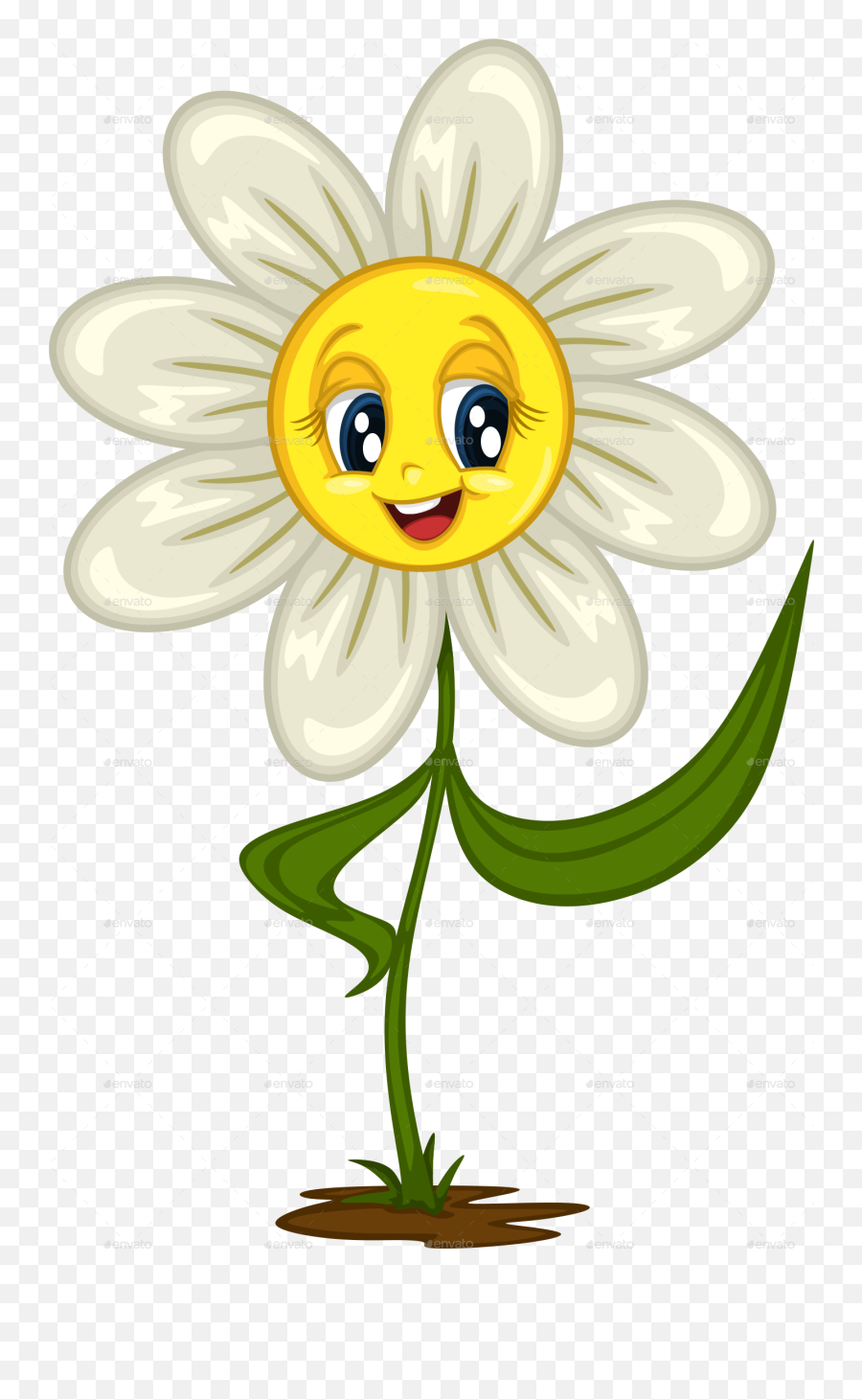 Waving Daisy Waving Smiley Face Flower - Daisy Flower Cartoon Emoji,Waving Emoticon