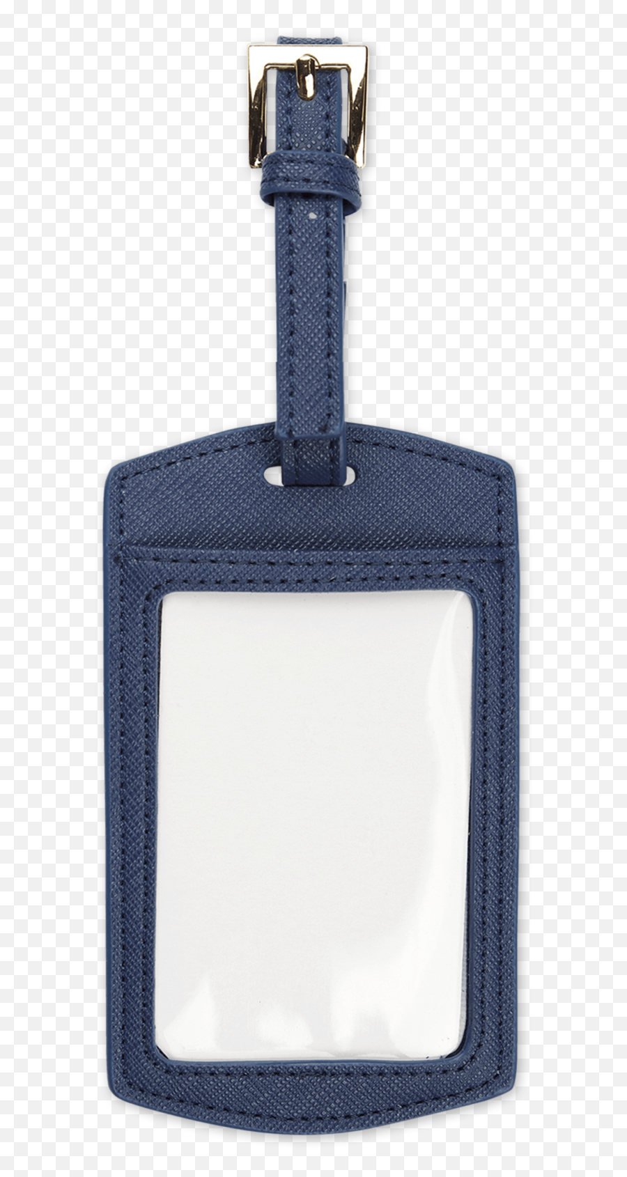Personalise Navy Saffiano Leather - Solid Emoji,Luggage Tag With Emojis