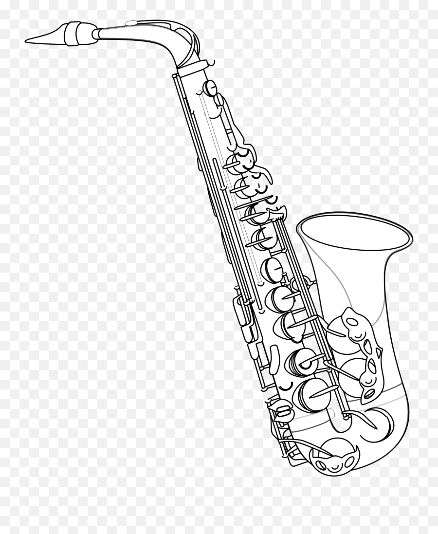 Black And White Saxophone Clipart Free - Saxophone Drawing Emoji,Swaying Emotions Saxophone