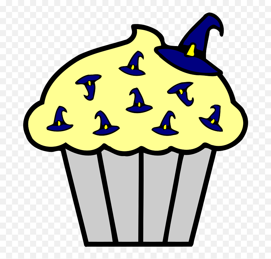 Halloween Cup Cake Blue Witch Hats Transparent Png - Stickpng Birthday Cake Emoji,Twitter Cake Emoticon