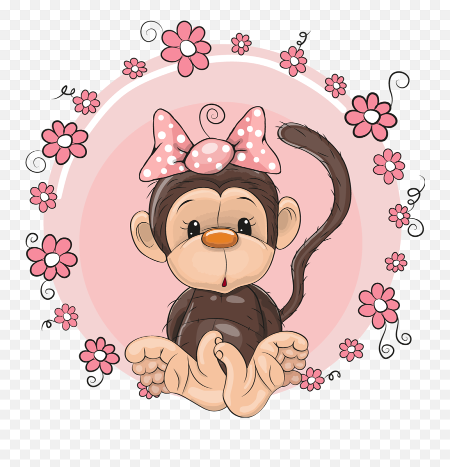 Monkeys Clipart Vintage - Imagenes De Monitos Animados Png Monkey And Flower Emoji,Imagenes De Emojis Animados