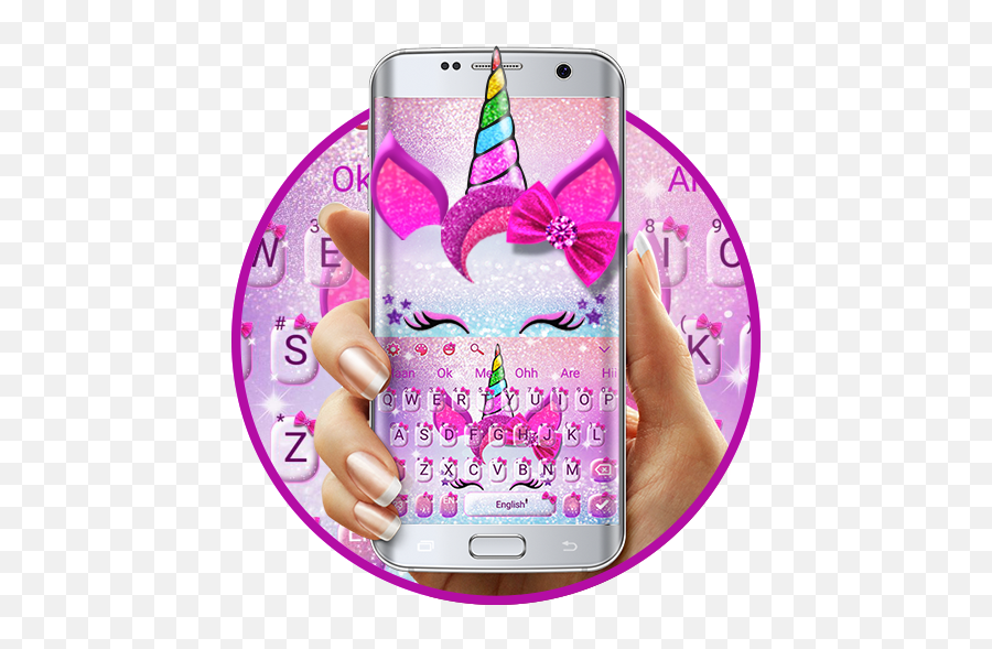 Girly Glisten Unicorn Kitty Keyboard - Smartphone Emoji,Unicorn Emoticons
