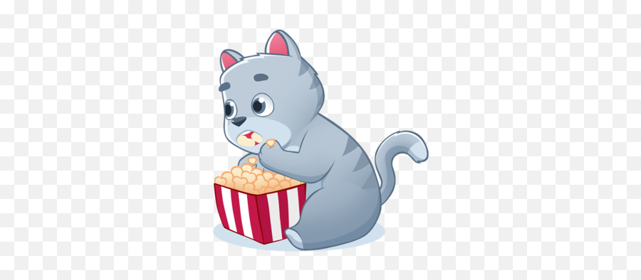 Popcorn Cat Movie Movies Sticker By Christy Newton - Illustration Emoji,Popcorn Eating Emoji