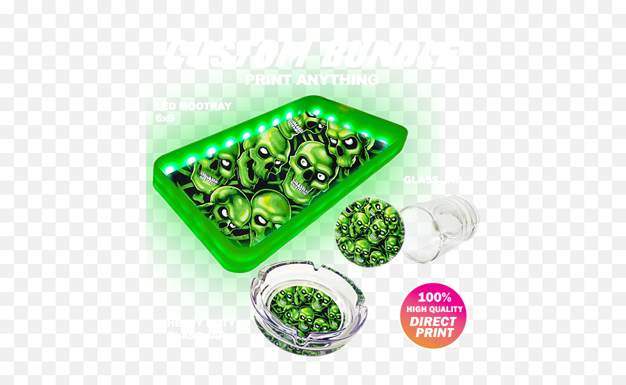 Custom Led Rolling Mood Tray Set 55 X 95 W Ash Tray U0026 Glass Jar Bundle Deal - Food Storage Containers Emoji,Weed And Cool And Mood With Emojis Pics Qoutes