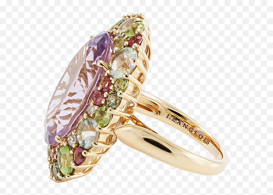 Amethyst Emotion Ring - Solid Emoji,Pearl Green Emotion