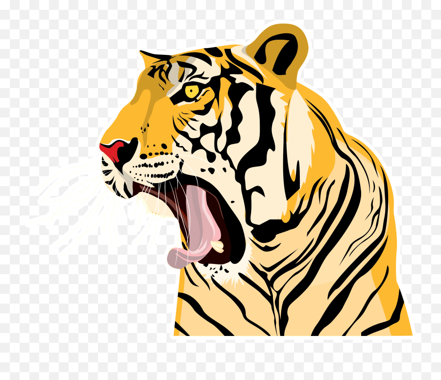 Tiger Roaring Colorful Drawing Free - Tiger Face Roaring Transparent Emoji,Angry Emotion Tiger Dolls
