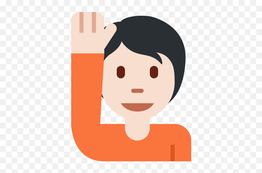 Person Raising Hand Light Skin Tone Emoji,Puspin P Emoji Copy And Paste