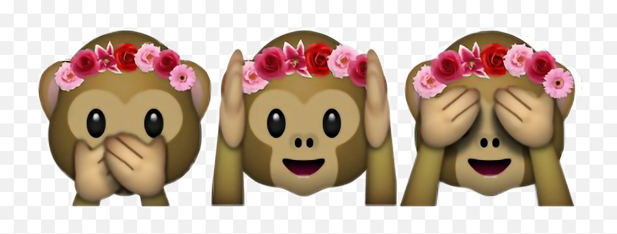 Emoji Flower Flowercrown Emojis Sticker By - Hear No Evil See No Evil Speak No Evil Emoji,Monkey Emojis