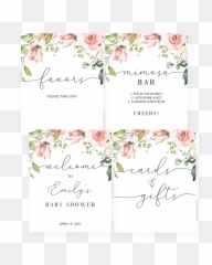 Blush Floral Baby Party Games Package Printable Baby - Floral Emoji,Free Bridal Emoji Pictionary