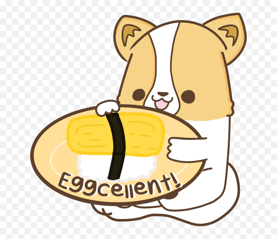 Dogs Egg Sticker By Corgiyolk For Ios - Cartoon Dog Eating Egg Emoji,Egg Stickers Emoji