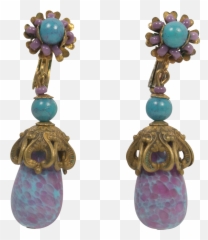 Purple Glass Bead Earrings - Solid Emoji,Turquoise Emotion
