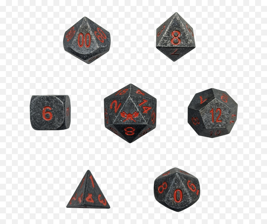 Axe Of The Gravekeeper - Industrial Metal With Dark Orange Color Numbers Metal Dice 7 Piece Set With Velvet Dice Bag Dot Emoji,Heavy Metal Fingers Emoticon Facebook