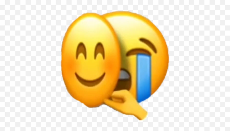 Mask Sad Emoji Emojis Sticker - Emoji Sad Face Under Happy Mask,Laughing Emoticon Mask