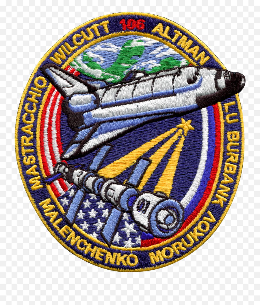 Nasa Atlantis Shuttle Mission Sts106 Astronauts Space Patch Emoji,Emoji Embroidered Patch