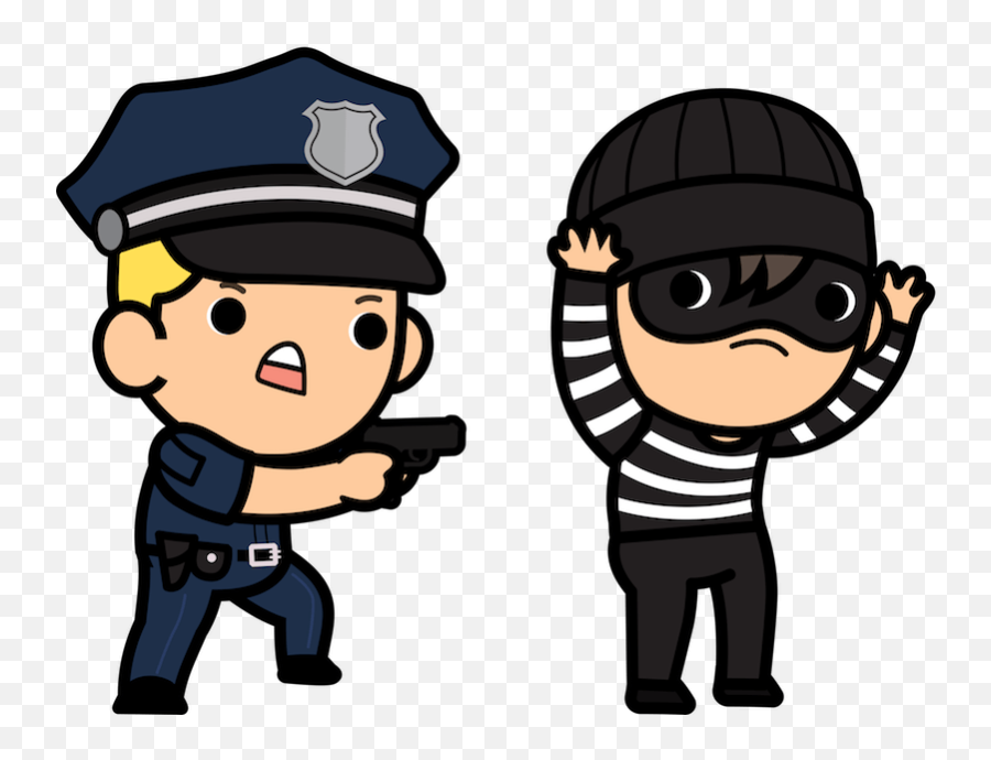 Burglar Cartoon With Cop Transparent - Police And Robber Clipart Emoji,Burglar Emoji