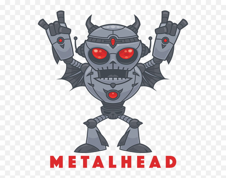 Metalhead - Heavy Metal Robot Emoji,Heavy Meatal Horns Emoticon