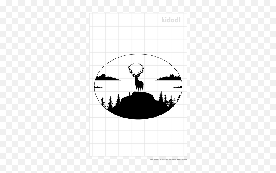 Deer In Mountains Oval Stencils Free Printable Animals Emoji,The Queen Emojis Small