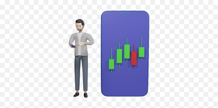 Premium Stock Market App 3d Illustration Download In Png Emoji,Stock Market Emojio