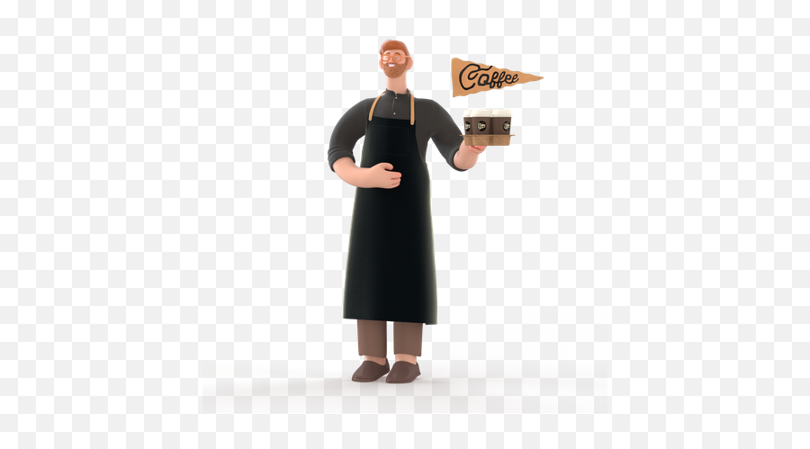 Cafe 3d Illustrations Designs Images Vectors Hd Graphics Emoji,Japanese Emoticon Waiter Serving