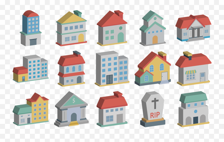 Love U0026 Romance Flat Icons Pack 1 - Residential Area Emoji,Grave Stone Emoji