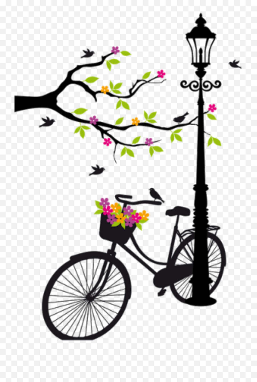 Bicycle Sticker By The Experimentrice - Old Bicycle With Flower Basket Birds And Lamp Emoji,Bicycle Emoji
