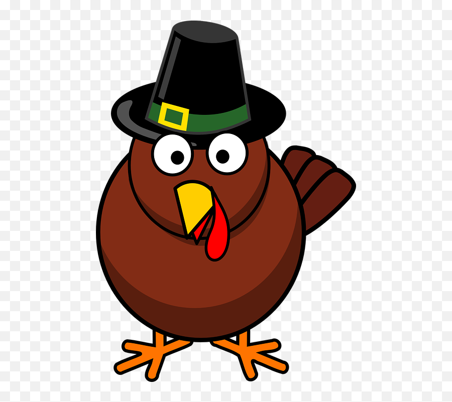 Cartoon Turkey With Pilgrim Hat - Clipart Turkey With Pilgrim Hat Emoji,Pilgrim Hat Emoji