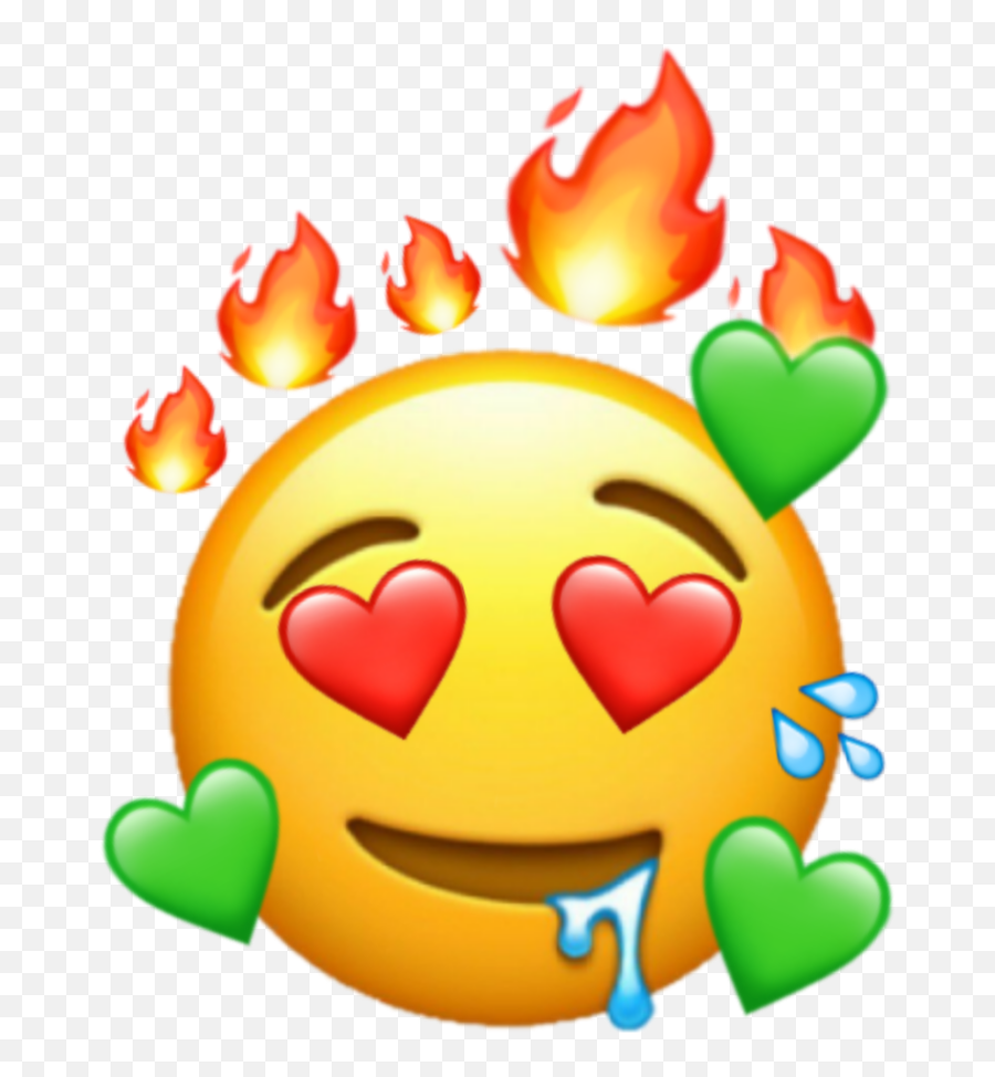 Fire Emoji Iphone Emojiiphone Sticker By Berta - Drooling Emoji With Heart Eyes,Fire Emoji