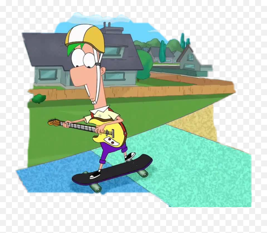 Phineasandferb Ferb Skateboard Sticker - Skateboard Deck Emoji,Skateboard Emoji