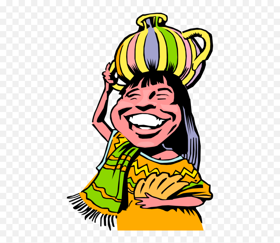 Vector Illustration Of Native South American Girl Carries - Native South American Clipart Emoji,Girl Sketch Emotion