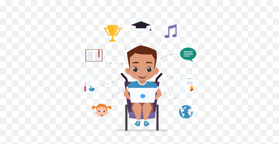 Best Premium Disabled Boy In A Wheelchair Is Studying Via Emoji,Emotion Wheel Chair