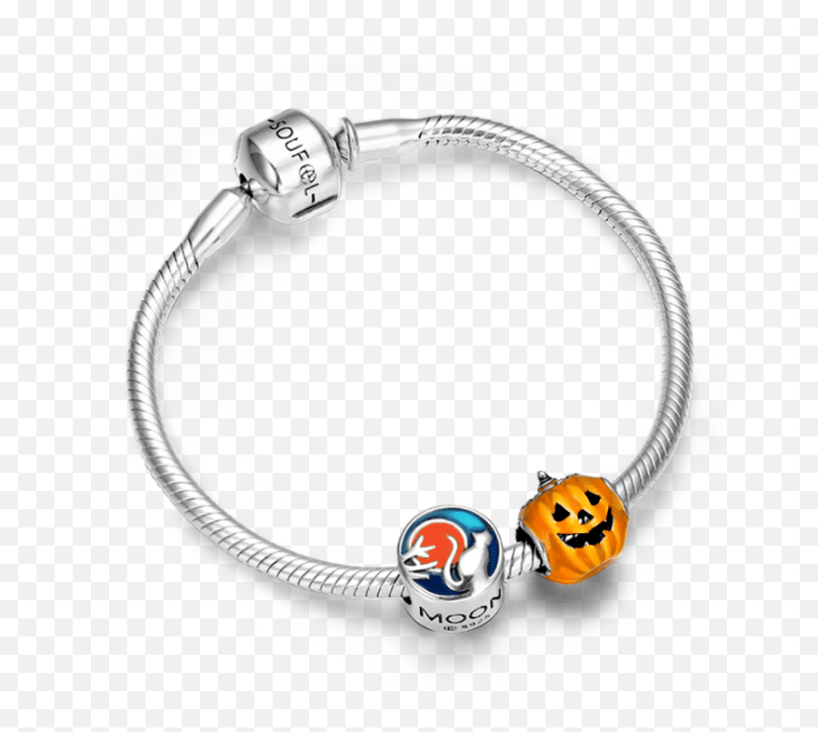 Pumpkin Lantern Complete Charm Bracelet Silver - Bracelets Solid Emoji,Moon Emoji Necklaces