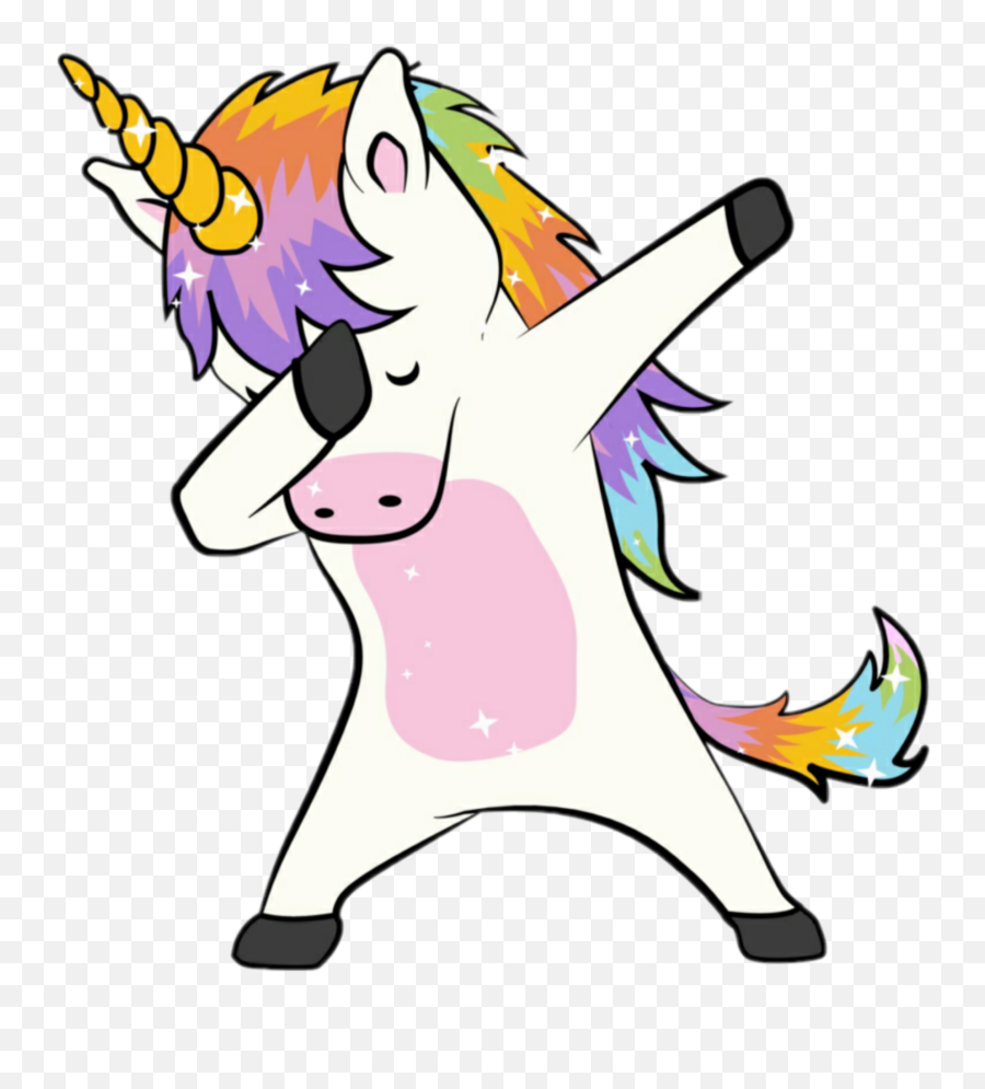 Unicorn Sparkle Sticker - Dabbing Unicorn Transparent Background Emoji,Dabbin Emoji