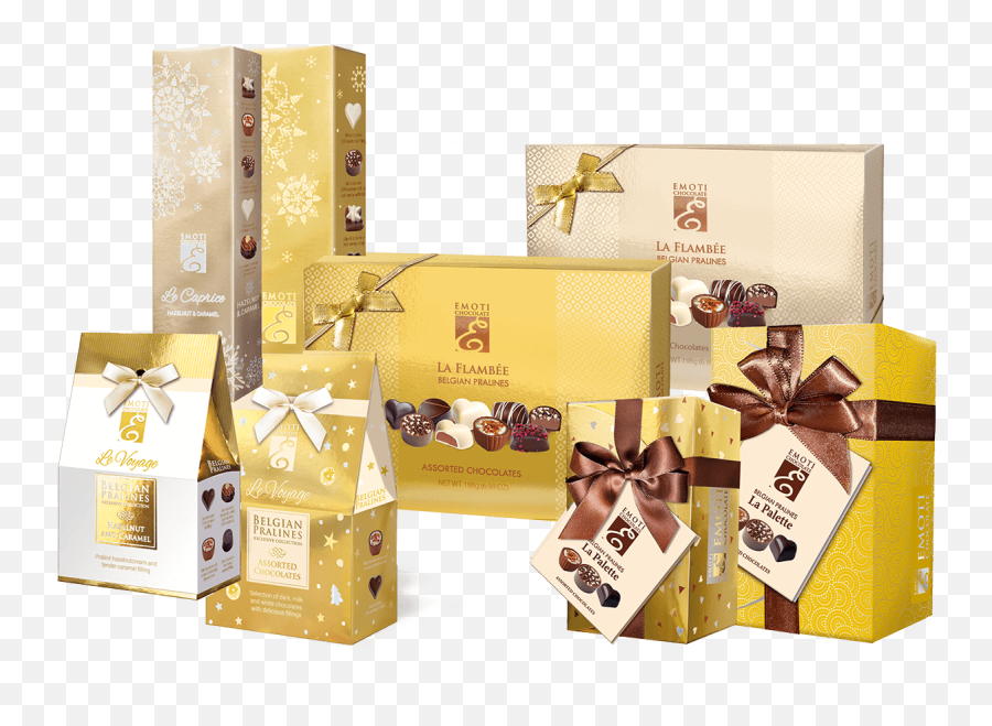 Belgian Chocolates Emoti Gift Chocolates With Ribbon Bow - Cardboard Packaging Emoji,Emotion Praline?????