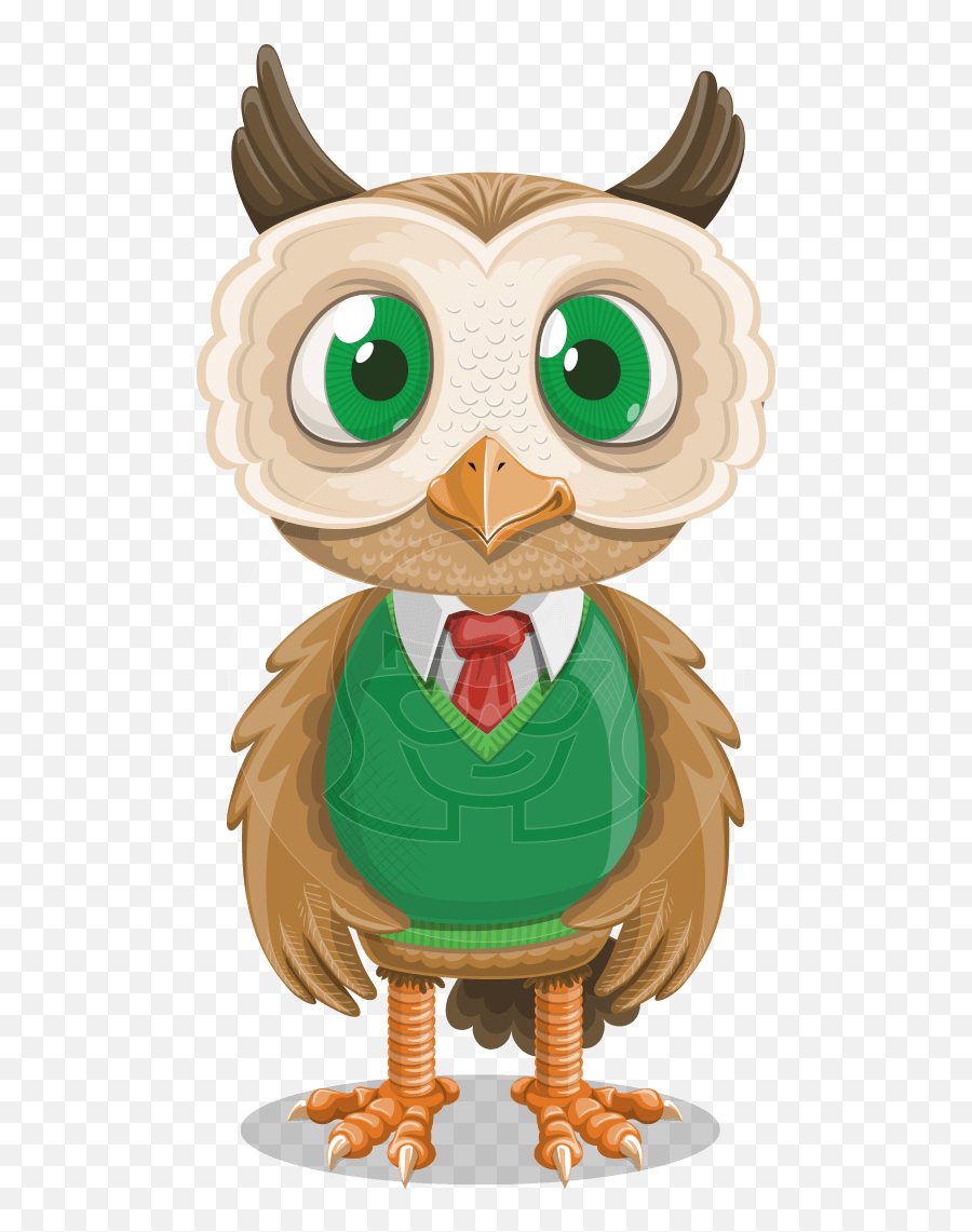Owl Teacher Cartoon Vector Character - Soft Emoji,Owl Emotion Vectors
