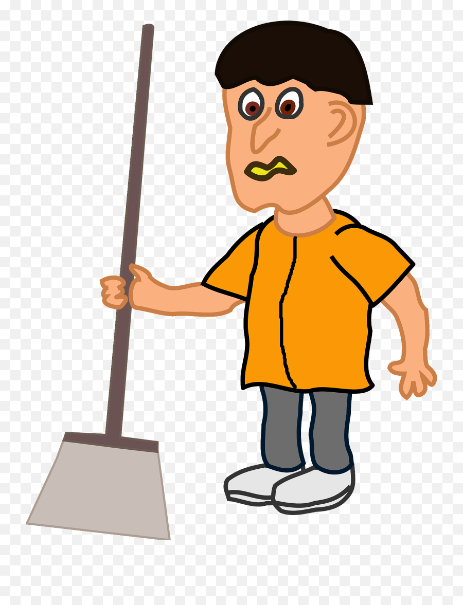 Sweeper Clipart - Boy Cleaning The House Emoji,Broom Emoji