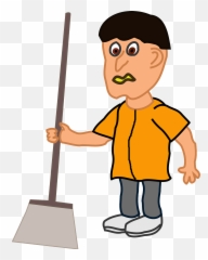 Sweeper Clipart - Boy Cleaning The House Emoji,Broom Emoji
