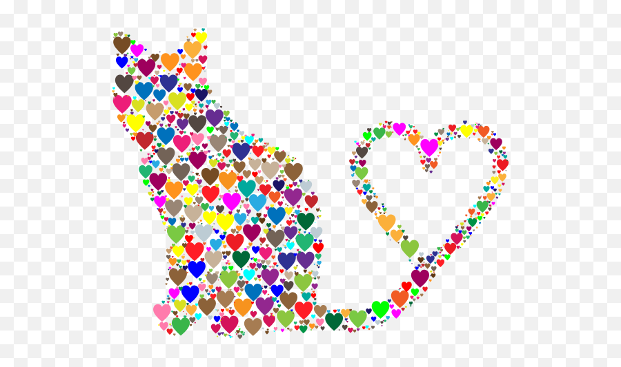 Cat 2 Silhouette Heart Tail Hearts 6 - Kitty Cat Clipart Cat Valentine Emoji,A Cat With A Heart Emoji In Line