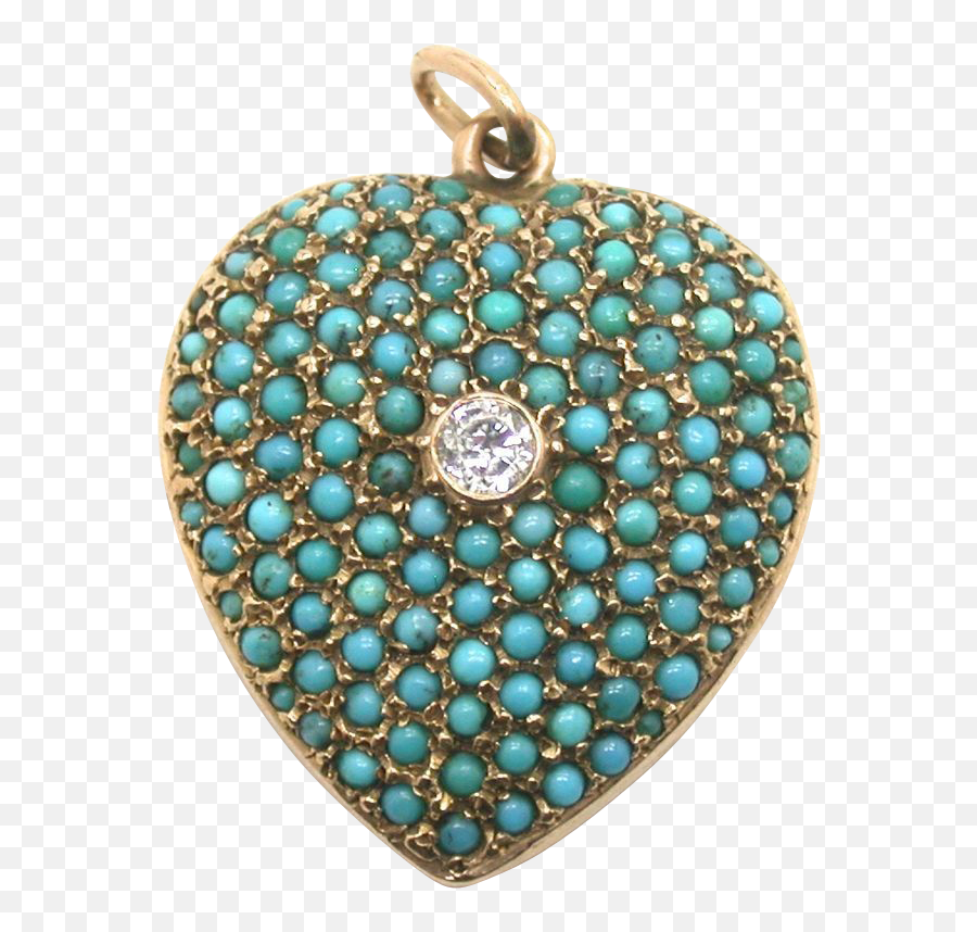 Victorian Pave Turquoise Heart Locket - Solid Emoji,Emotions Jewelry