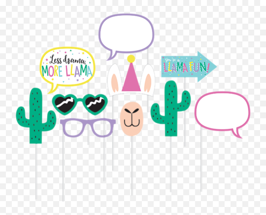 Llama Party Photo Booth Props Assorted Designs 10 Pack - Amscan Lama Props Printable Emoji,Emoticons Party Supplies