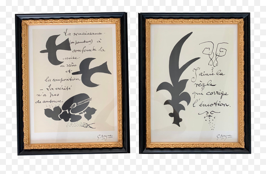 1993 Maeght Georges Braque Cubist Style Posters Framed - A Pair Emoji,Emotion In Ines