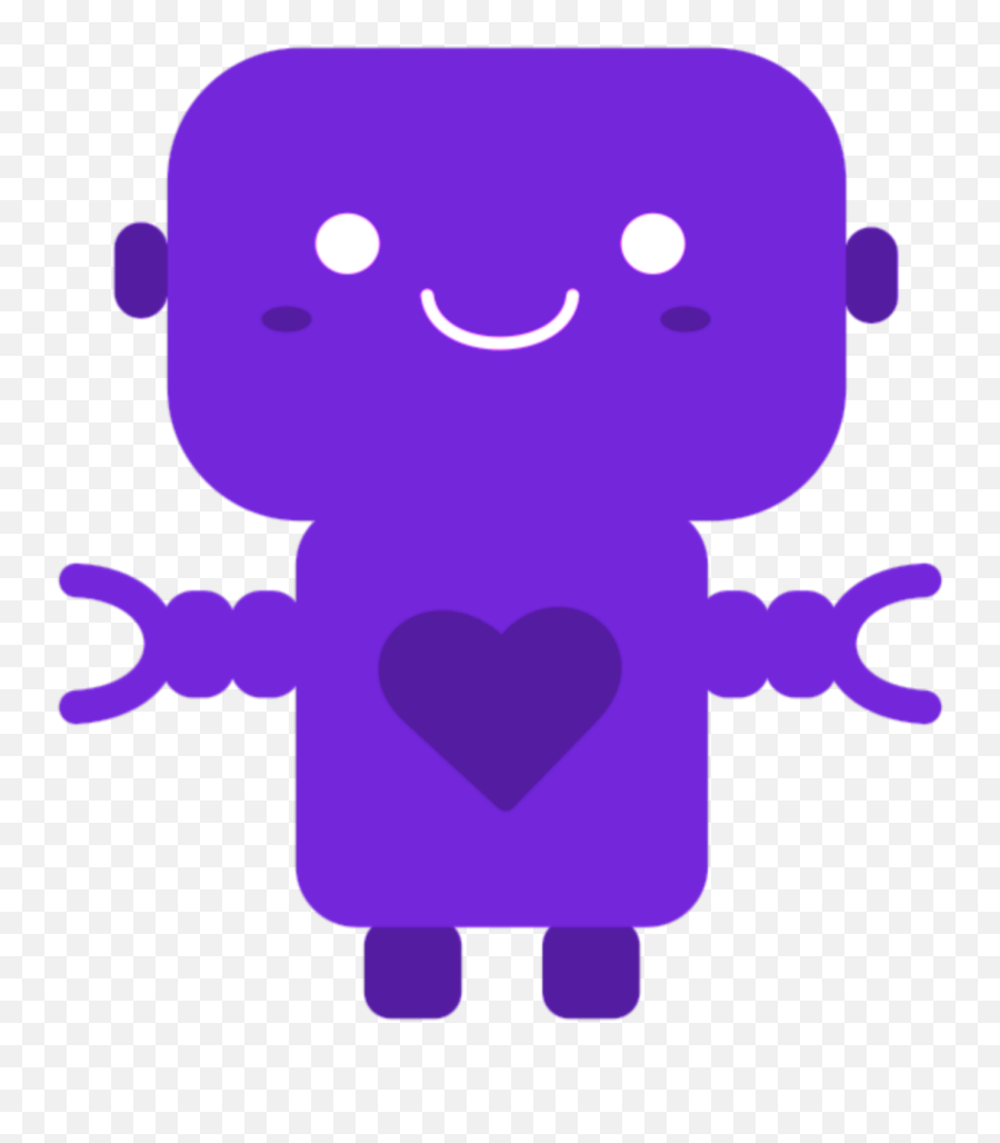 Kawaii Purple Robot Heart Sticker - Clipart Pink Robot Emoji,Purple Robot Emoji
