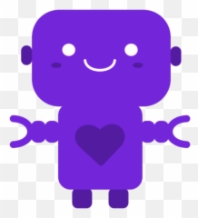 Kawaii Purple Robot Heart Sticker - Clipart Pink Robot Emoji,Purple Robot Emoji
