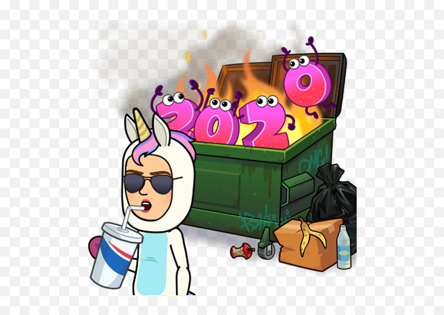 Good Riddance - Fictional Character Emoji,Dumpster Fire Emoji