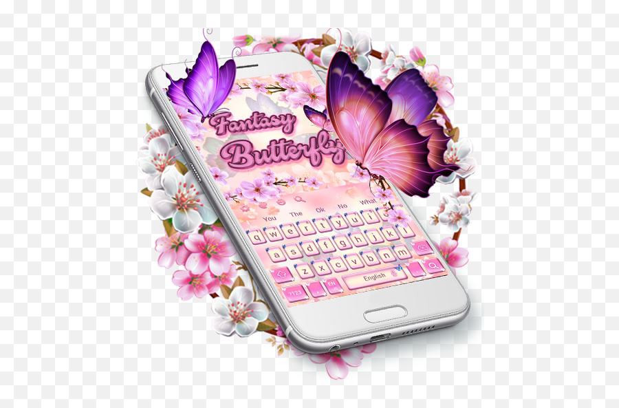 Pink Cherry Blossoms Butterfly Keyboard U2013 Aplikácie V Službe - Smartphone Emoji,Pink Butterfly Emoji