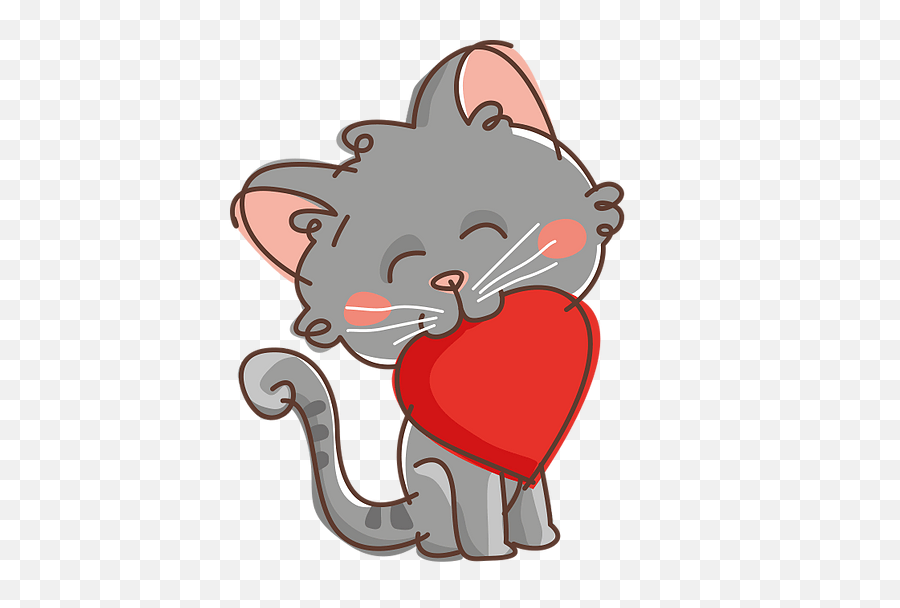 Baby Cat Heart Love Cartoon Sticker By Tanegriss - Disegno Gatto Con Cuore Emoji,Cartoon Emotions Animals