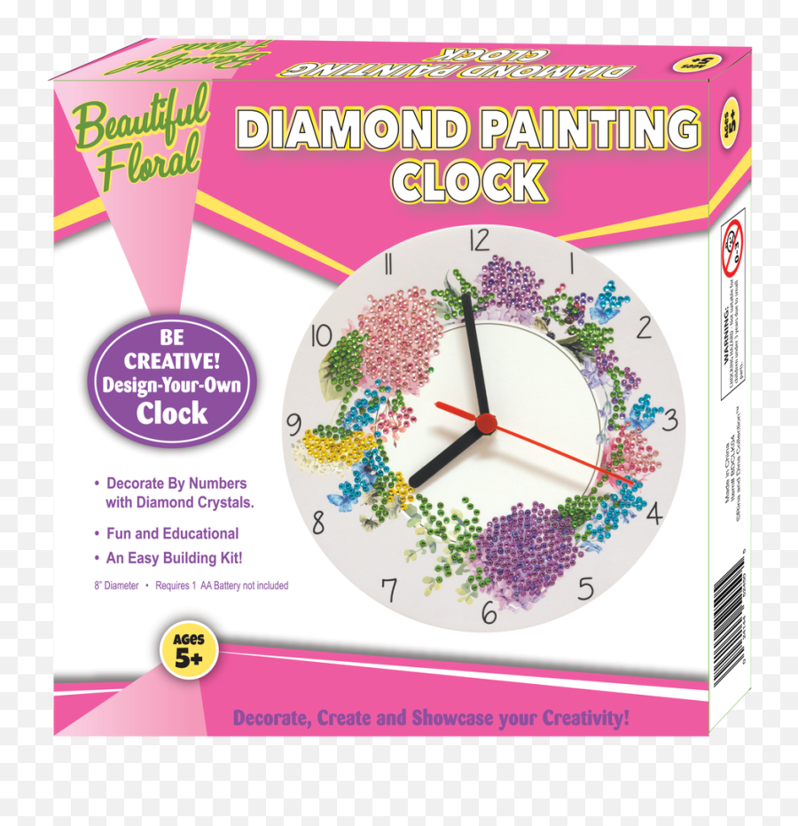Rina And Dina Floral Diamond Painting Clock - Painting Emoji,Emotions Pom Pom Balls