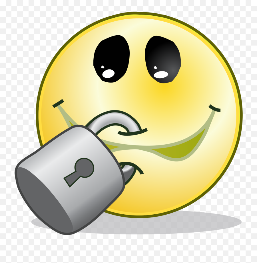 Smiley Lipsealed - Happy Emoji,Emoticon For Lock